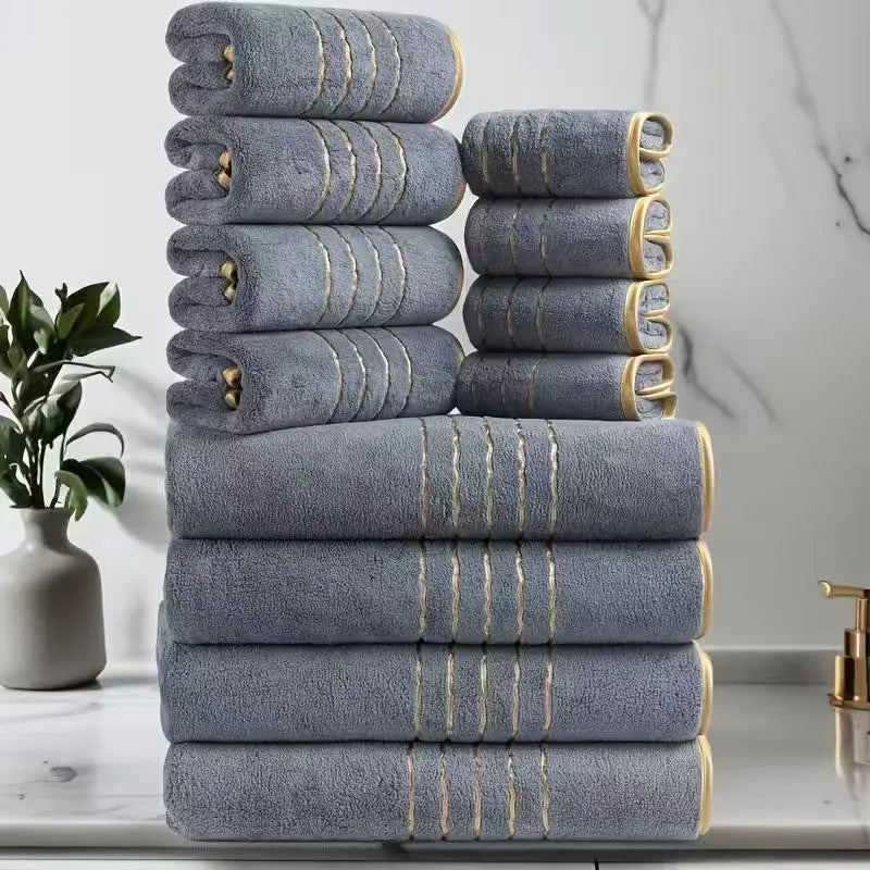 3pcs Ultra-Soft Coral Bath Towel Set Quick-Dry Luxury Spa Gym Towels Large Bath Sheets Lightweight Highly Absorbent