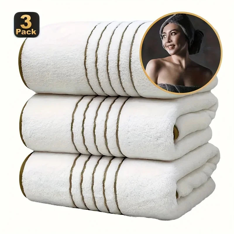 3pcs Ultra-Soft Coral Bath Towel Set Quick-Dry Luxury Spa Gym Towels Large Bath Sheets Lightweight Highly Absorbent