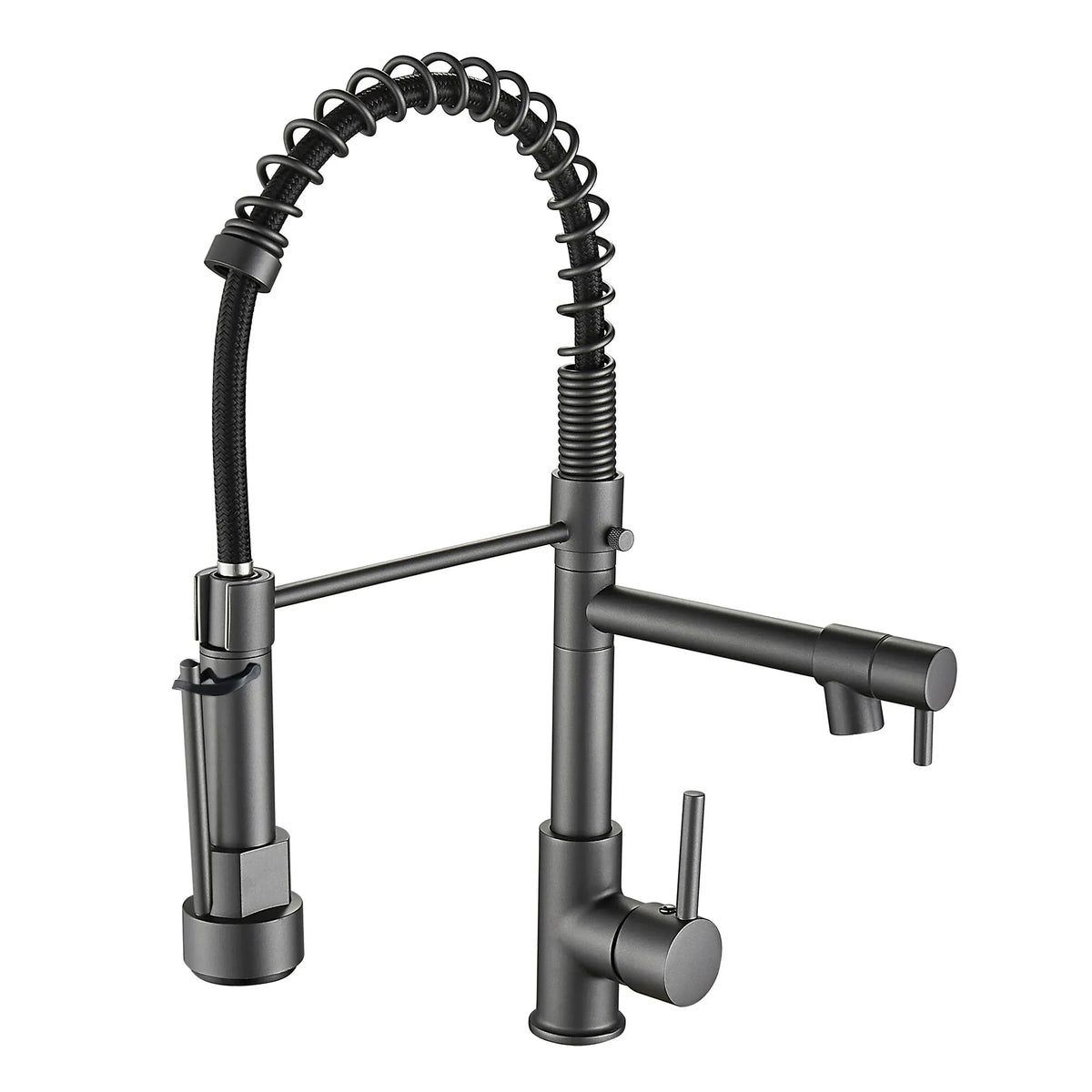 Retractable pull-down kitchen faucet