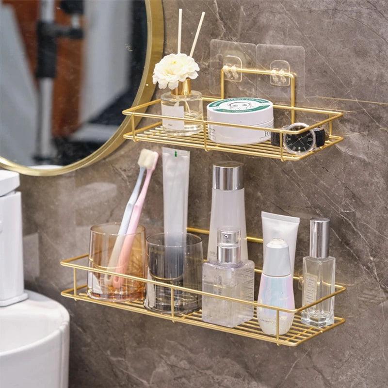 Estante de baño de acero inoxidable de color dorado de lujo ligero 