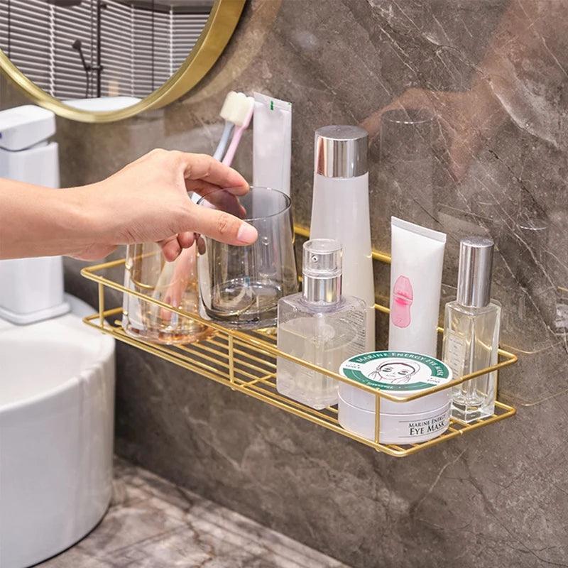 Estante de baño de acero inoxidable de color dorado de lujo ligero 