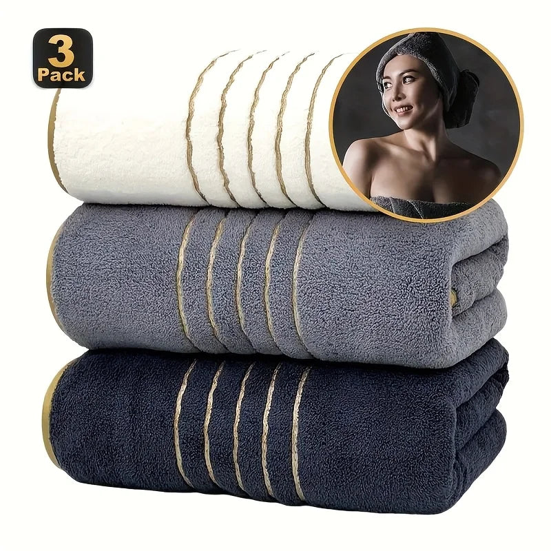 3pcs Ultra-Soft Coral Bath Towel Set Quick-Dry Luxury Spa Gym Towels Large Bath Sheets Lightweight Highly Absorbent
