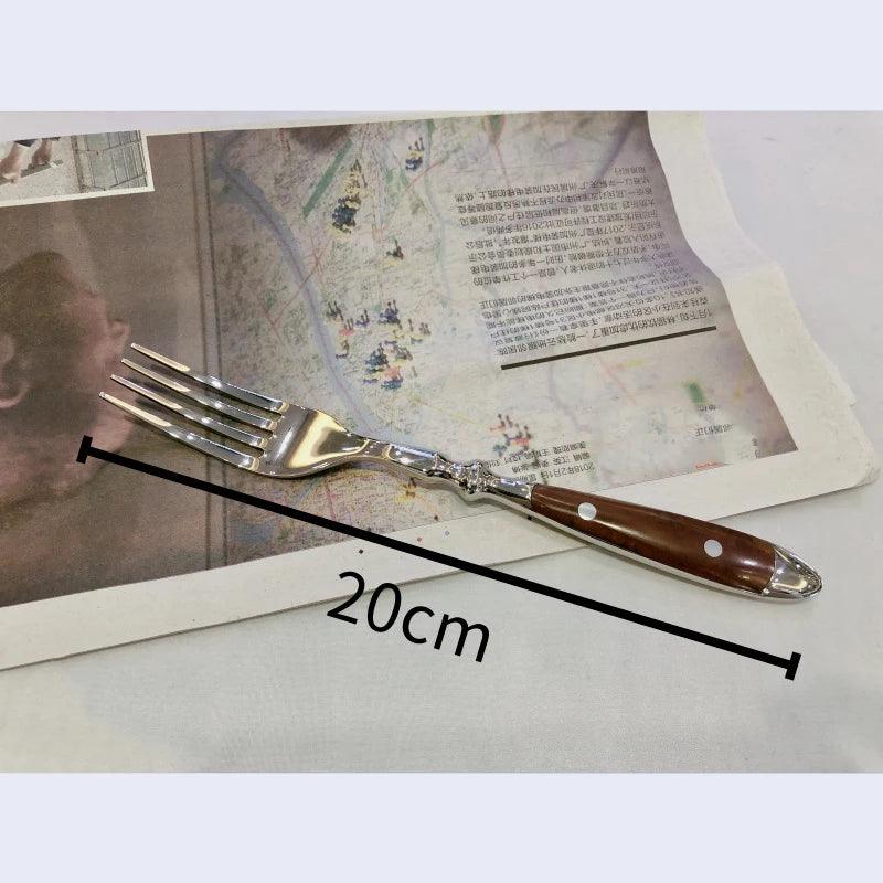Fork Spoon Knife with Wooden Handle 
