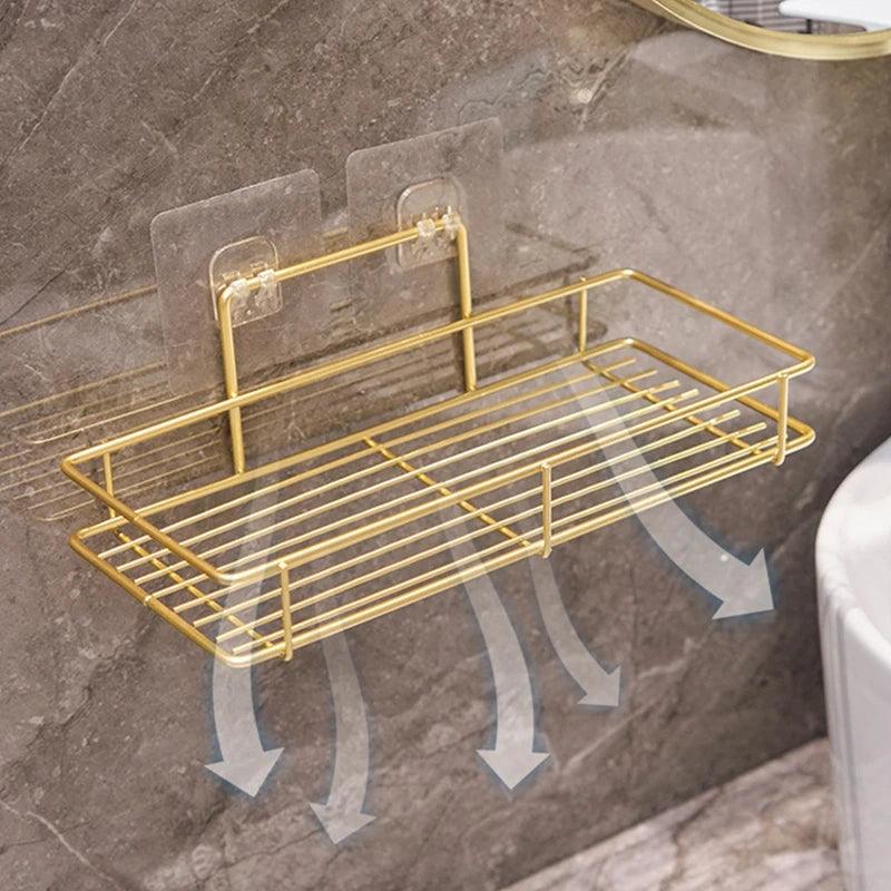 Estante de baño de acero inoxidable de color dorado de lujo ligero 